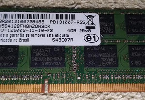 Memória RAM Smart 4GB 2Rx8 pc3-12800S-11-10-F2
