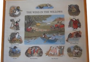 1980-90s "The Wind in the Willows" Cromolitografia emoldurada