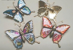 Alfinete borboleta várias cores 12pçs 4x3cm