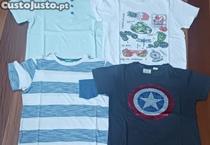 Conjunto de 4 t-shirts para criana - 6/7 anos