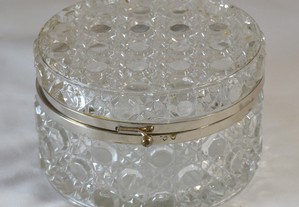 Caixa redonda em vidro BACCARAT com aplicação em metal prateado