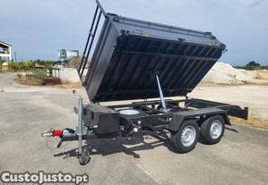 Atrelado Reboque Tri-basculante Eletro-Hidraulico Plataforma Estrado Carga Geral Mercadorias Mini Máquinas Giratoria Novo 
