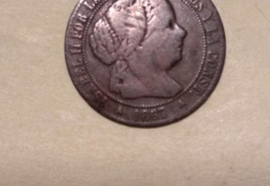 Moeda de 1/2 Cêntimo de Escudo 1867 Espanha