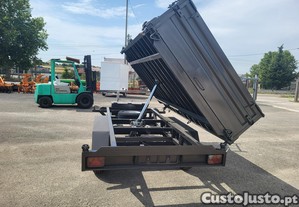 Atrelado Reboque Tri-basculante Eletro-Hidraulico Plataforma Estrado Carga Geral Mercadorias Mini Máquinas Giratoria Novo 