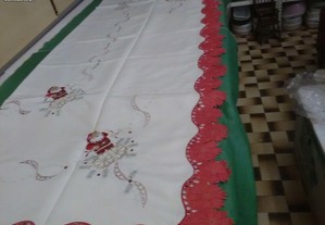 Grande toalha de mesa de jantar de natal em cetim