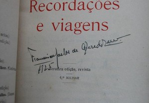 Recordações e Viagens. Antero de Figueiredo. 1921