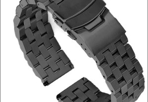 Bracelete Relógio Metal Preta Solida Enginner 20mm 22mm