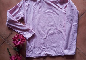 Blusa rosa de gola alta, tamanho 16/S