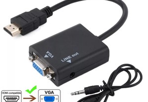 Cabo Adaptador Conversor HDMI para VGA PS4 1080p + cabo audio