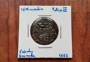 Moeda 16 Maravedis 1663 Filipe IV - Espanha