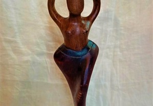 Escultura Madeira Mulher Africana