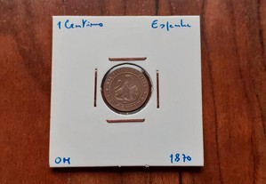 Moeda 1 Cêntimo 1870 Espanha