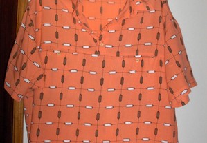 Camisa laranja, manga curta, Tam M