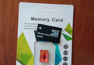 Micro SD de 32GB + adaptador micro SD p/ Memory stick Pro Duo