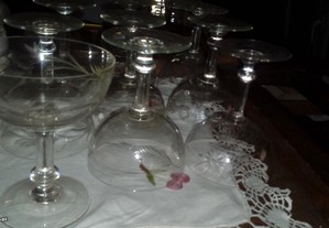 9 taças champagne em cristal antigas