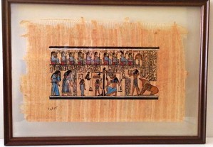 Papiro em quadro de vidro