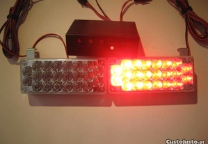 LED302 - Kit Luzes LED emergência Strobes vermelhos 3 modos