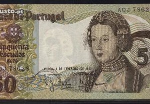 Espadim - Nota de 50$00 de 1980 - Nova