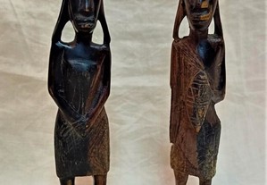 Esculturas Madeira Casal Africano