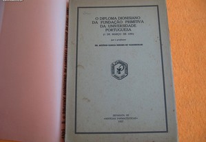 Diploma Dionisiano da Fundação Primitiva da Universidade Portuguesa - 1937