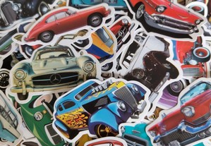 50 Autocolantes Adesivos Stickers Carros Antigos