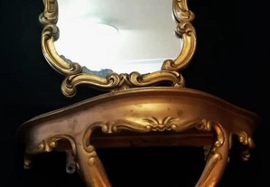 Consola de Parede e Espelho Vintage