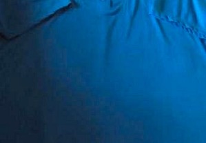 Blusa vintage bordada cor azul manga curta tamanho XXL