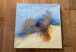 Pintura em Tela - Tons Azul e Amarelo (45x45)