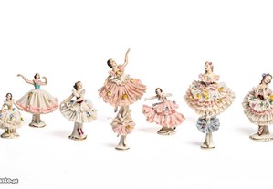 Esculturas de bailarinas em porcelana europeia
