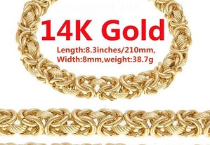 Pulseira de corrente 8 mm banho de ouro 14K