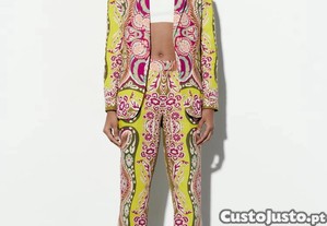 Blazer com linho estampado da Zara