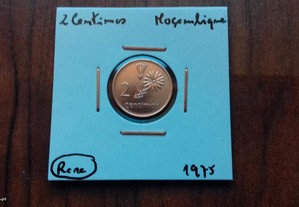 Moeda 2 Cêntimos 1975 Moçambique - Rara