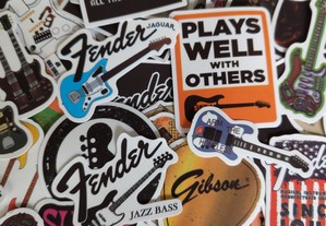 Pack Autocolantes Adesivos Stickers Musica Jazz Fender Guitarras