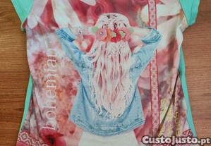 T-shirt verde de menina com estampa