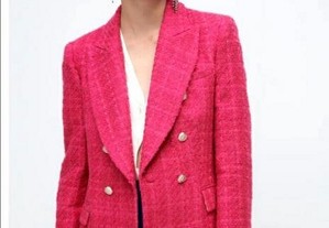Blazer em tweed rosa forte da Zara novo com etiqueta