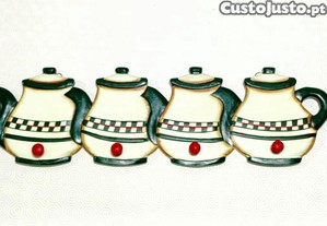 Invulgar suporte de panos decorativo chaleiras madeira cozinha