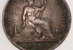 Moeda de 1 Penny 1861 de Inglaterra