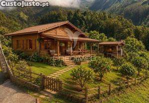 Terreno de sonho na serra de água 3.000 m² com 2 palheiros de natureza pura na madeira