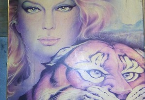 quadro mulher c/tigre 55 x 75
