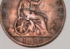 Moeda de 1 Penny 1884 de Inglaterra
