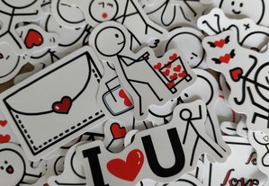 50 Autocolantes Adesivos Stickers Love Bonecos