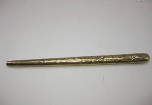 Antigo porta lapiseira caneta em metal dourado estilo arte nova 1960s