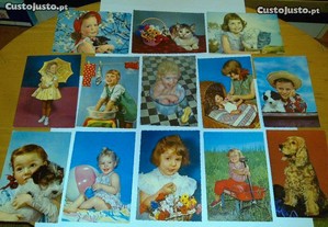 crianças e animais - ternurentos (40 postais) raro