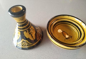 Mini tagine amarela para pôr velas em cerâmica e pintada à mão NOVA