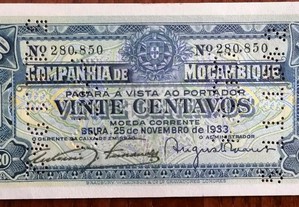 Nota de 20 centavos Moçambique