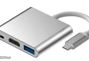 Conversor USB-C para HDMI e USB - Novo