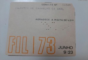 Bilhete de entrada na FIL 1973