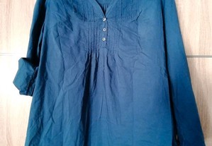 Blusa azul manga comprida tamanho XL, da Quebramar