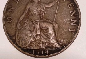 Moeda 1 Penny 1914 Rei Eduardo V de Inglaterra
