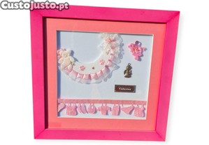 Quadro Nascimento  Catarina  com Detalhes em Prata